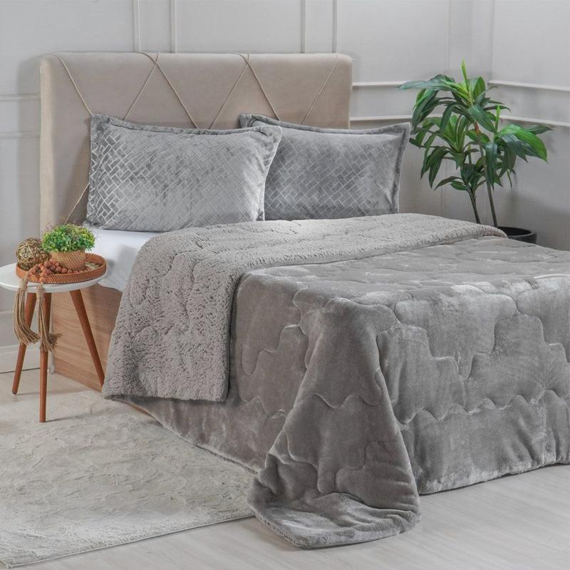 Edredom Sherpa Queen Dupla Face 220x240cm - Bene Casa - Edredom